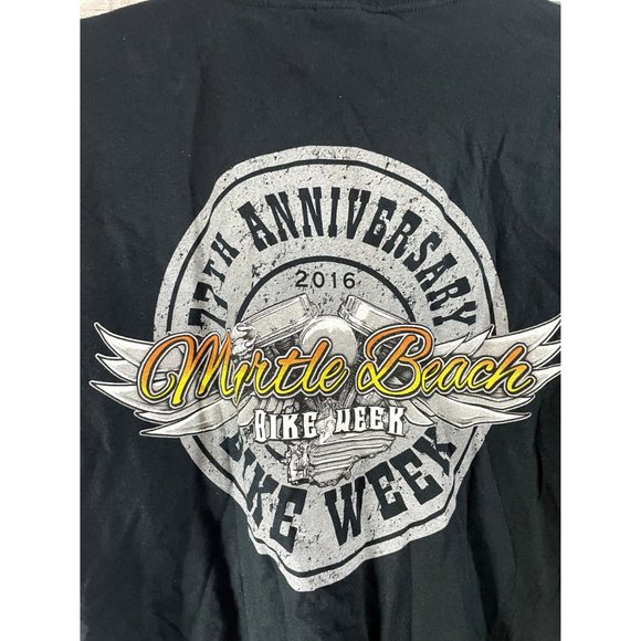 Myrtle Beach Bike Week 77th Anniversary Men's 2XL Black Logo T-Shirt - Picture 2 of 5